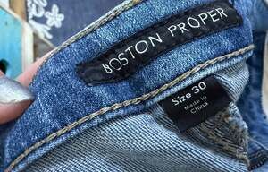 Boston Proper Size 30 Embellished Cuff Distressed Crop Jeans